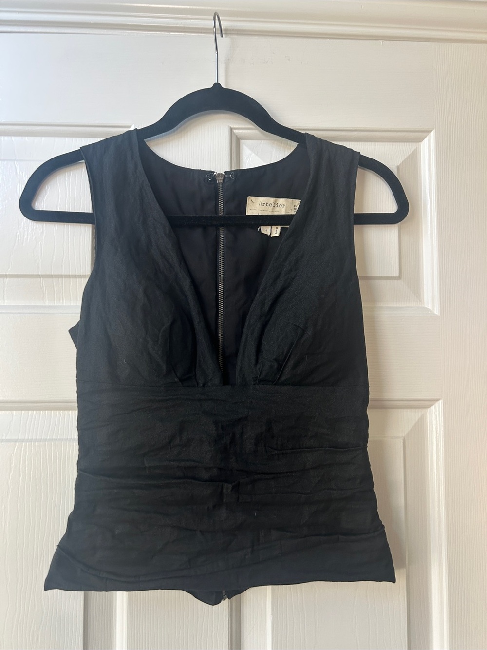 Archetype Black Sleeveless V-Neck Camisole with Back Zip